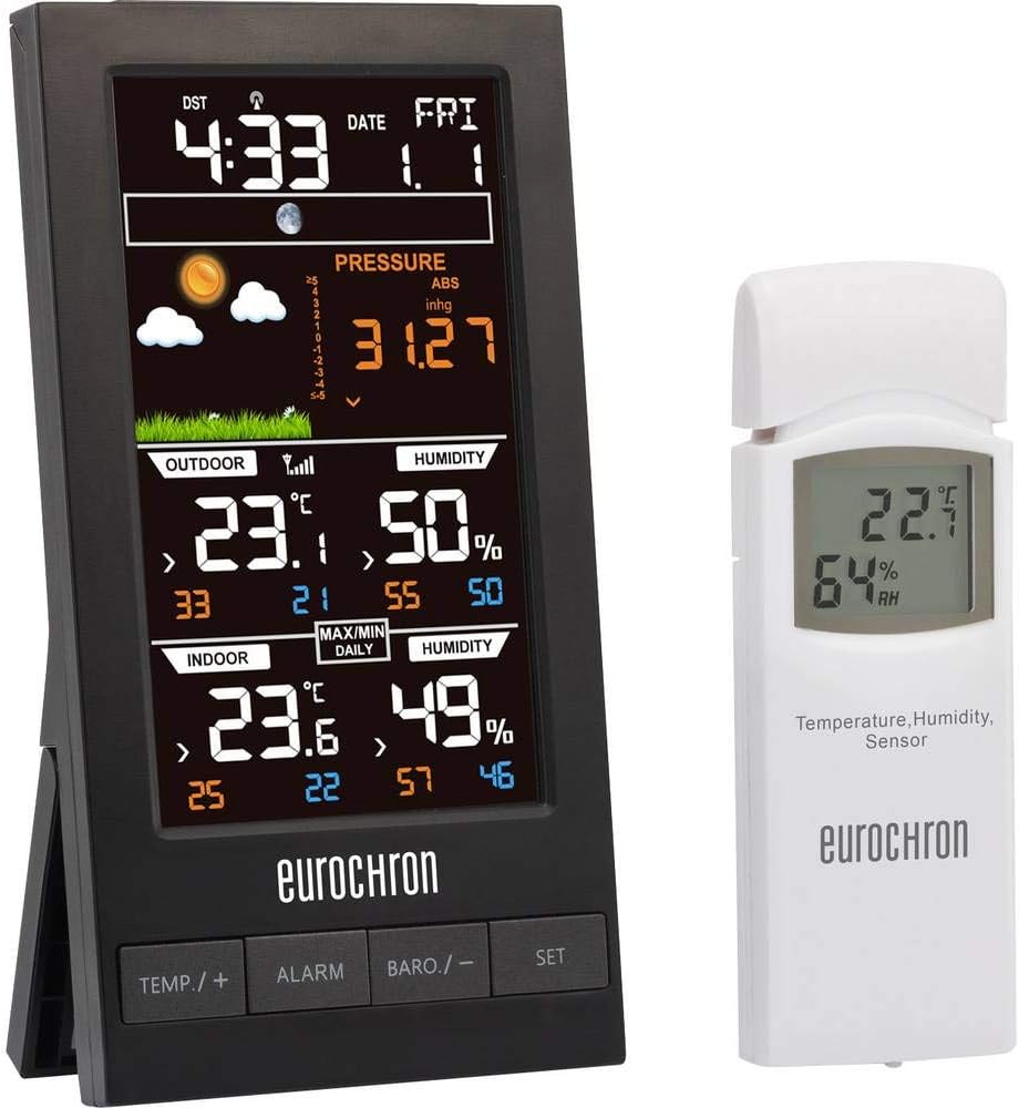 Eurochron EFWS S250 Funk-Wetterstation Vorhersage für 12 bis 24 Stunden Anzahl Sensoren max. 1