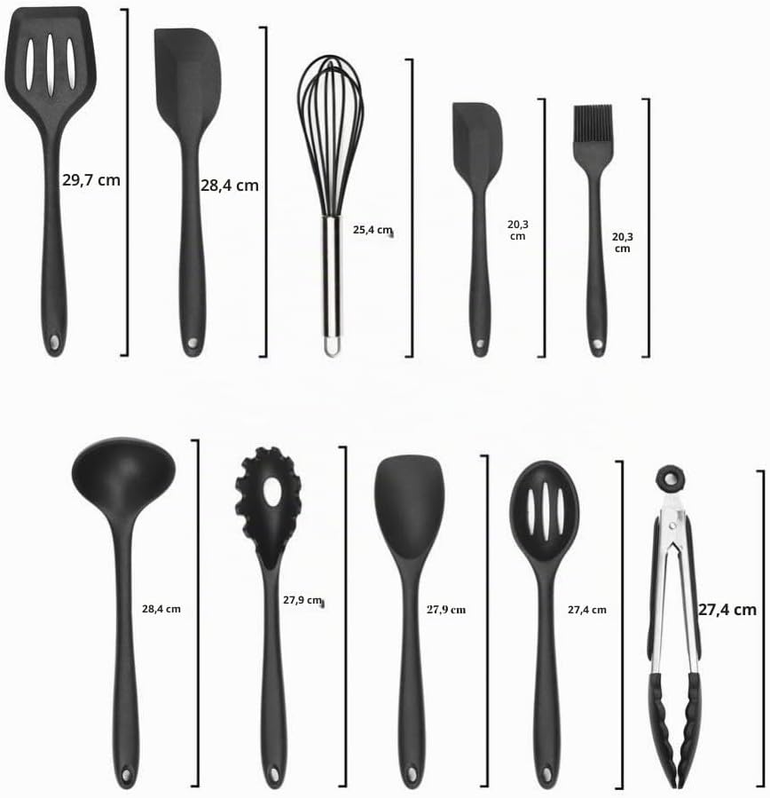 10 Stück Silikon Küchenhelfer Set Küchen Backen Set Hitzebeständigkeit bis zu 230°C für Jede Küche (