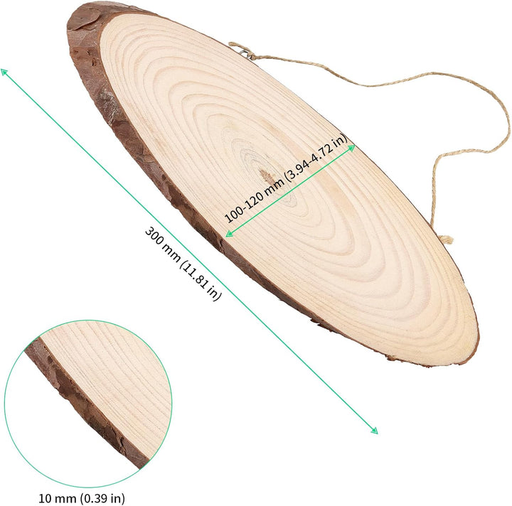 FUNSUEI 10 Stück Oval Holzscheiben 30cm Durchmesser, Ovale Baumscheiben Deko, Unvollendete Holzschei