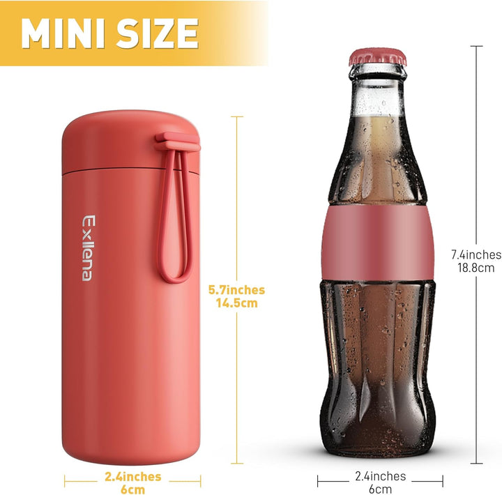300 ml kleine Wasserflasche aus 304 Edelstahl, kleine Flasche mit Tragegriff, doppelwandige Vakuumis