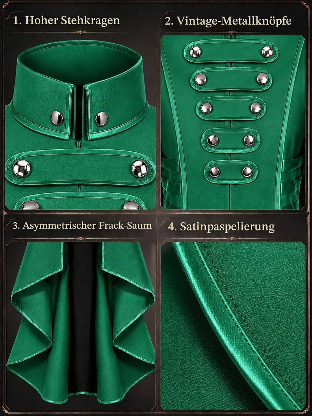 Damen Steampunk Vintage Frack Jacke Unregelmässiger Saum Gothic Kleidung Viktorianischer Gehrock Lan