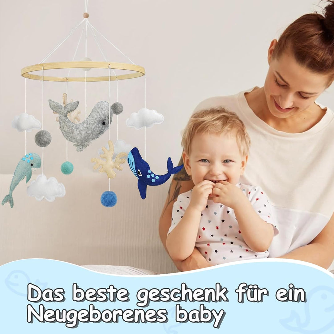 Hängemobile Windspiel Meerestiere, 3D Wolken Fische Mobile, Babyspielzeug für Kinderbett oder andere