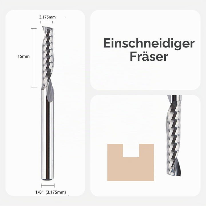 SpeTool 5 Stück Alu Fräser 3,175 mm (1/8") Schaft CNC Holz VHM 15mm Schnittlänge Schaftfräser für Al