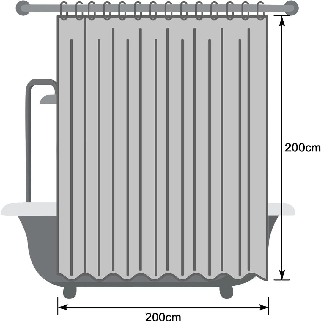 EurCross Anti-Schimmel Duschvorhang 200x200 mit 3 Stärkeren Magnete Unten, Transparent Wasserdicht W