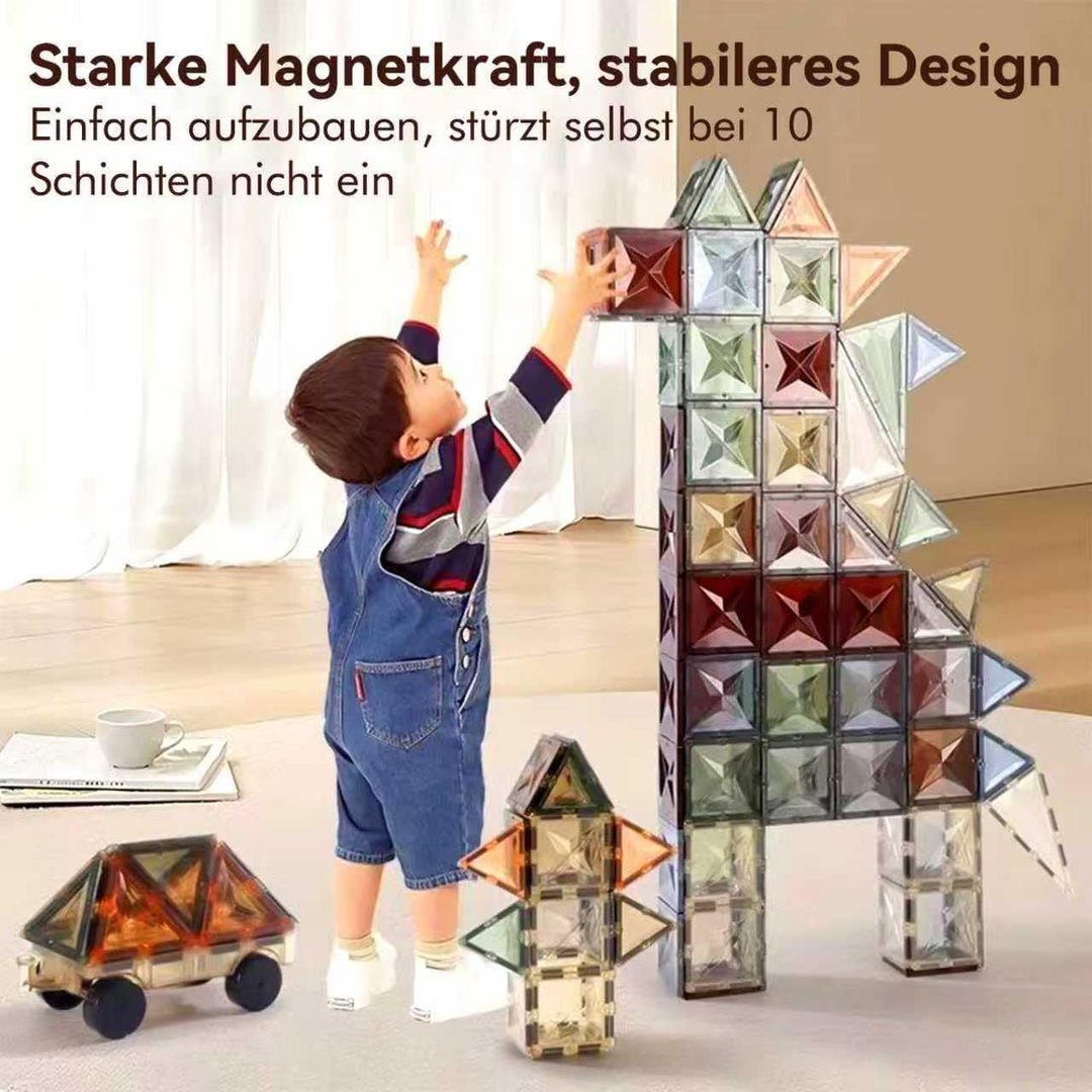 100 Magnetische Bausteine mit 2 Autos, STEM-Bauspielzeug, Kinderspiel zum Zusammenbauen, Lernspielze
