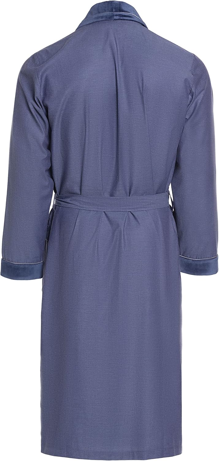 Herren Morgenmantel RE-505-100% Baumwolle - Leicht und dünn – Elegant, 3XL Blau Indigo
