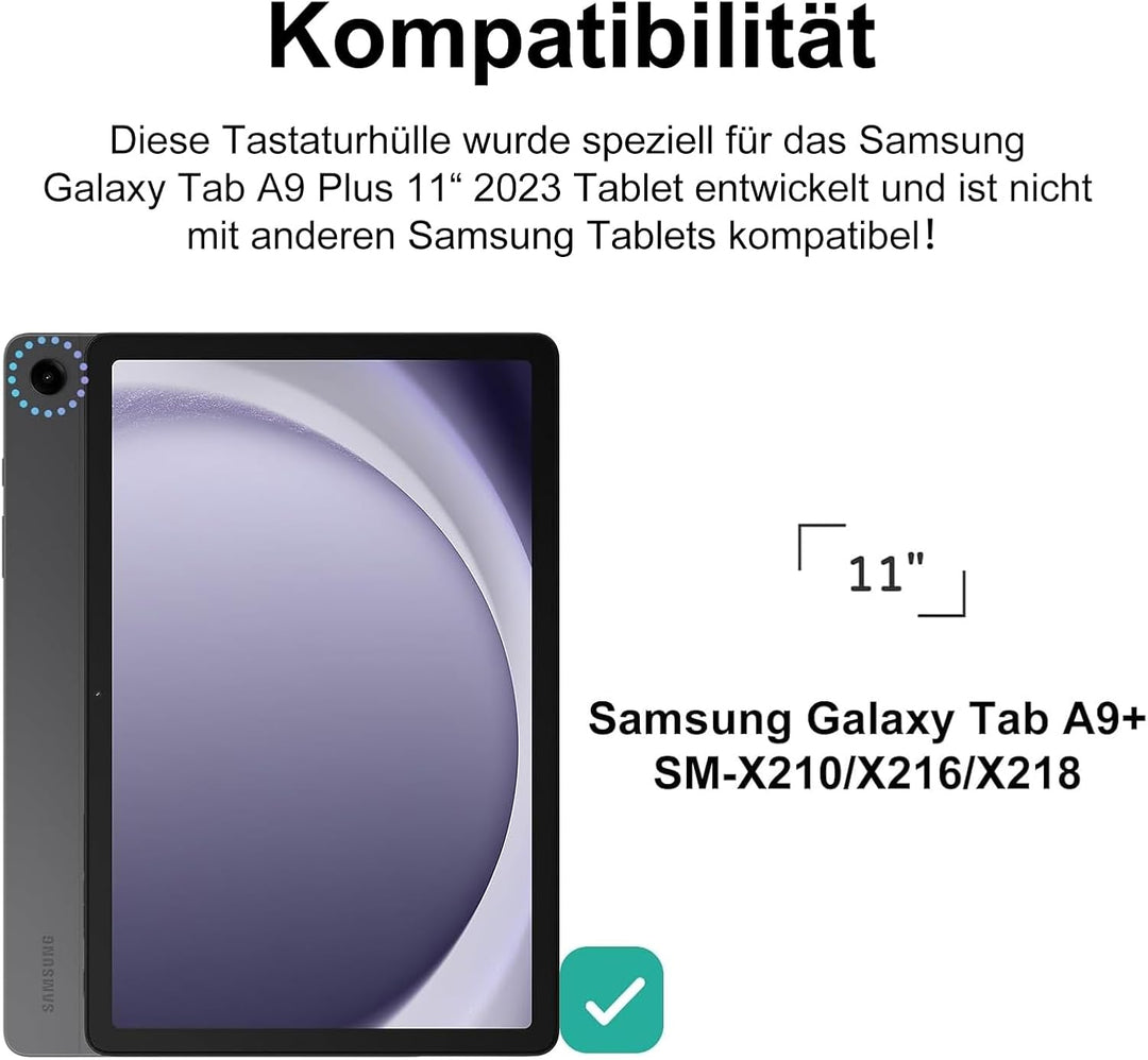 IVEOPPE Tastatur Hülle für Samsung Galaxy Tab А9 Plus 11 Zoll Con Touchpad, [QWERTZ Deutsches], Blue