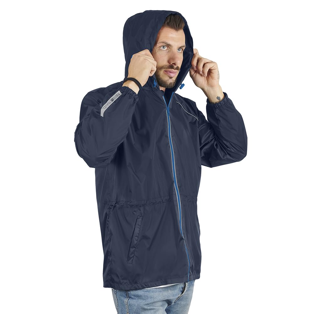 Regenjacke Herren Schwarz Gelb für Hohe Sichtbarkeit - Reflektierende Regenponcho Windbreaker Traini