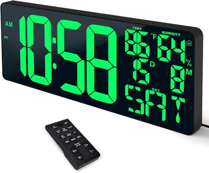 XREXS 18'' grosse Digitale Wanduhr mit Fernbedienung, automatisch dimmbare Digitaluhr mit grossem Di