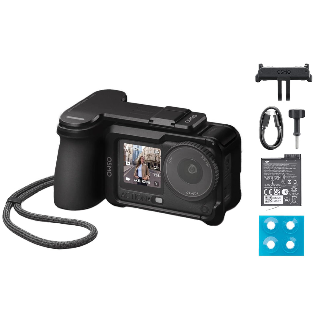 DJI Osmo Action 6 Strassenfotografie-Combo, Unterwasser-Action-Cam mit Handgriff und Zubehörschuh-Au