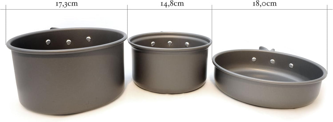 Ganzoo Outdoor-Kochgeschirr Set 12-teilig in Anthrazit, beschichtetes Aluminium, rostfrei, Antihaft,