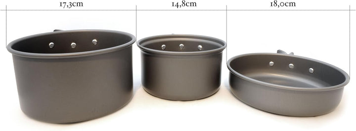 Ganzoo Outdoor-Kochgeschirr Set 12-teilig in Anthrazit, beschichtetes Aluminium, rostfrei, Antihaft,