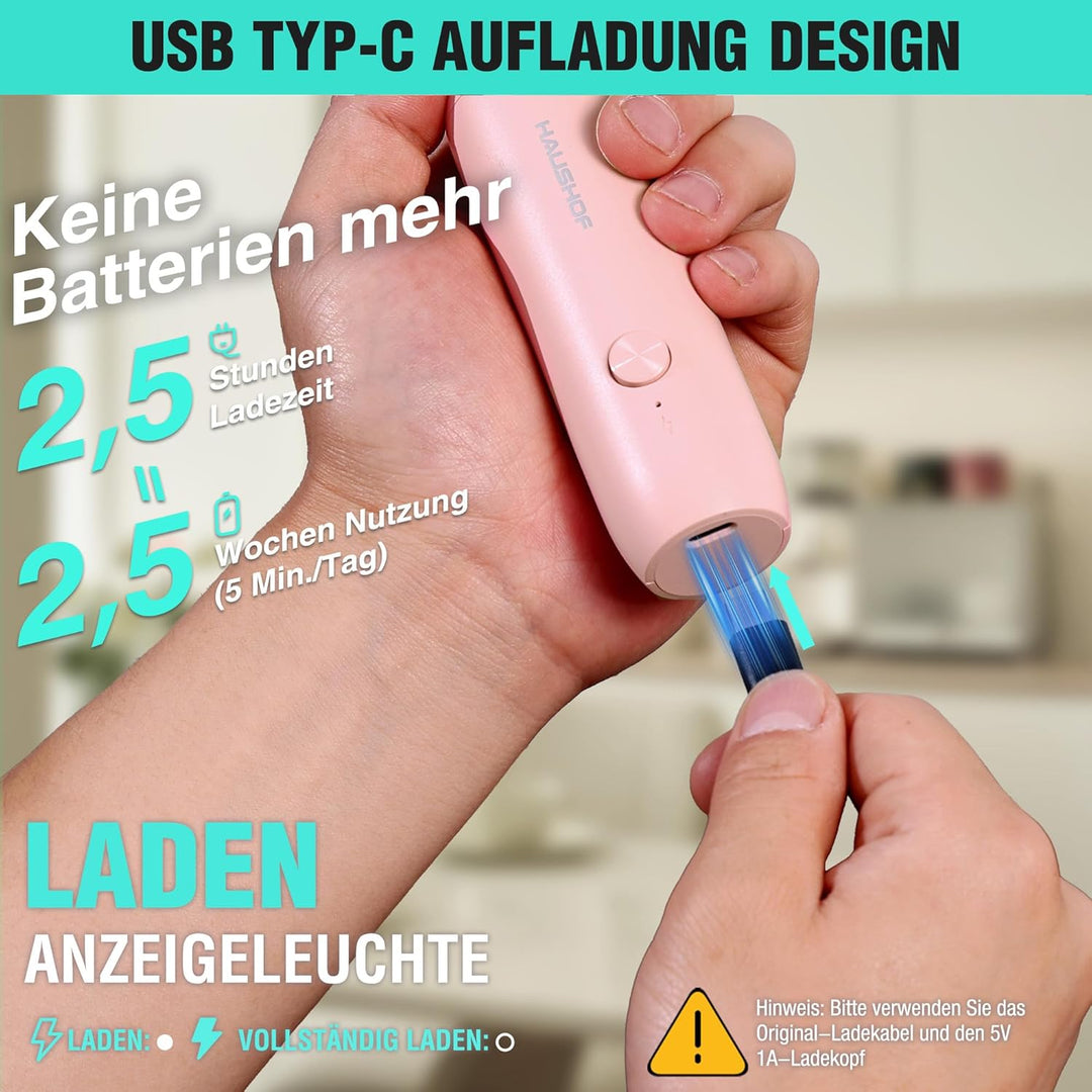 HAUSHOF Milchaufschäumer Stab, Wiederaufladbarer Hand-Milchschäumer, mit Schneebesen aus Edelstahl,