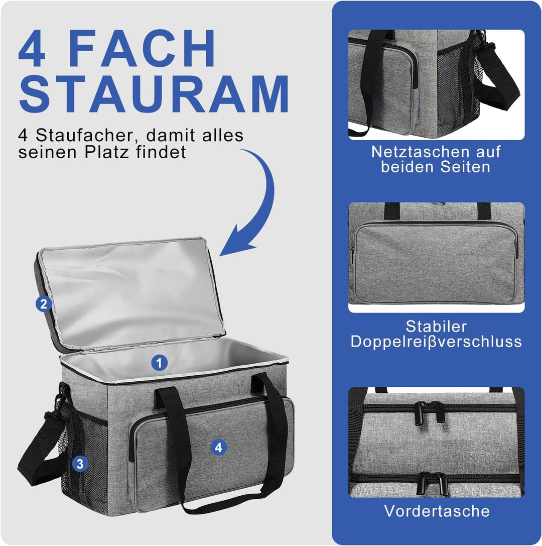25L Kühltasche Faltbar für Essen & Getränke-Lsolierte Tasche, Auslaufsicher & Wasserdicht-Strand Pic