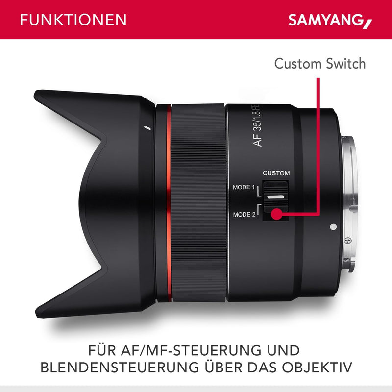 Samyang AF 35mm F1,8 FE + Lens-Station für Sony E-Mount Vollformat & APS-C I ultra leichtes Weitwink