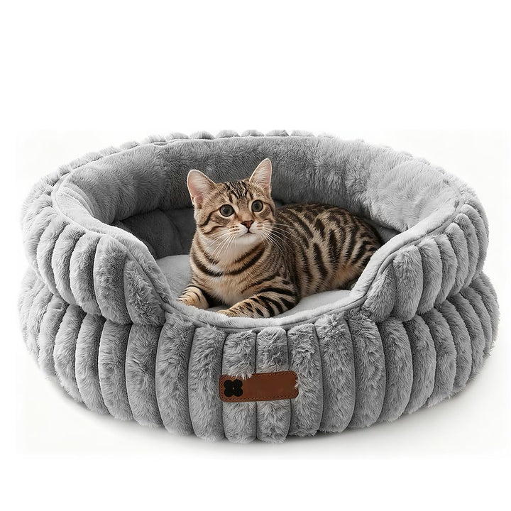 FARYODI Katzenbetten Weiches für Katzen S, Stilvolle Runde Hundebett für Kleine und Mittelgrosse Hun