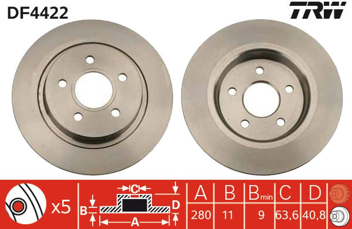 TRW Automotive AfterMarket DF4422 Bremsscheibe - (Paar)