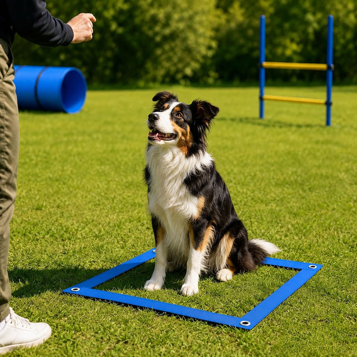 Hunde Agility Tunnel Set, Faltbarer Trainingstunnel mit Sprungring