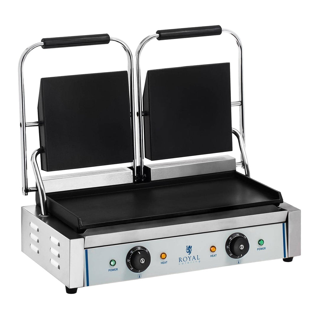 Royal Catering RCKG- 3600-F Doppel Kontaktgrill Sandwichmaker Tischgrill (Glatt, 2 x 1.800W, 300°C,