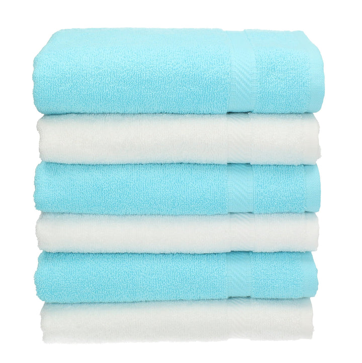 Betz 6 Stück Handtücher Palermo 100% Baumwolle Grösse 50 x 100 cm Handtuch Set Farbe weiss und türki