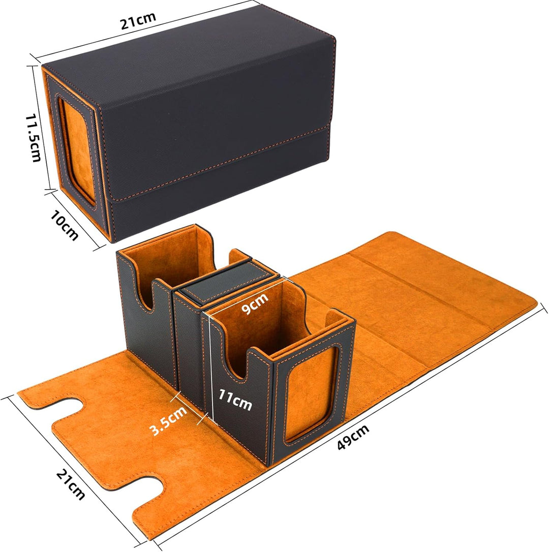 AFIING MTG Commander Kartenbox, 3-in-1 Karten-Aufbewahrungsbox für 200+ doppelt gesleevte Karten, Ma