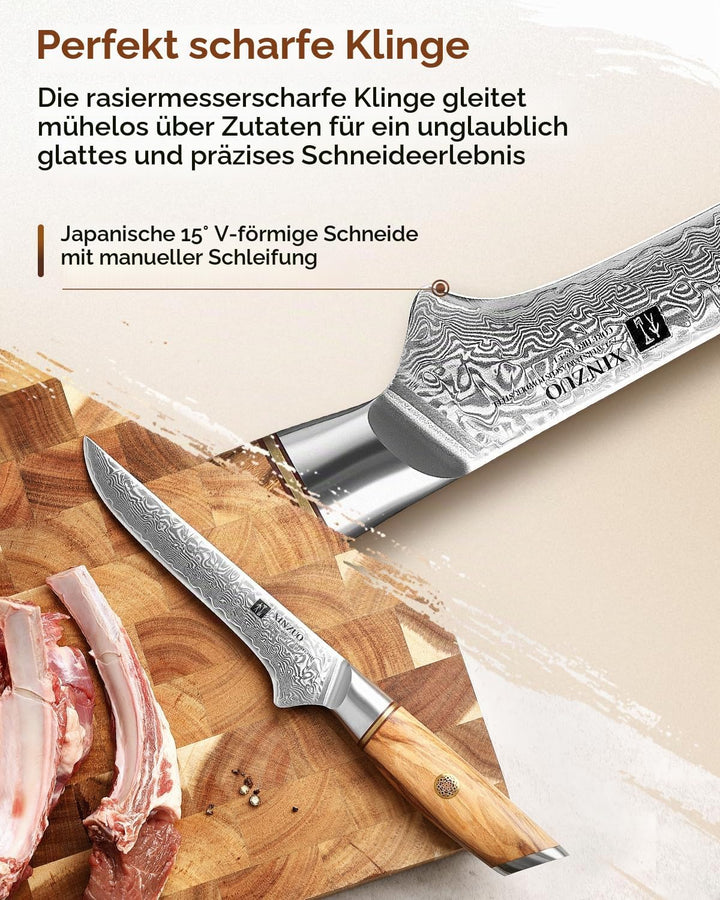 XINZUO 14.9cm Damaststahl Ausbeinmesser, Filetiermesser 73 Schichten Damastpulverstahl Profi Küchenm