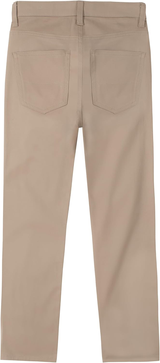 Nautica Boys' School Uniform Flat Front Pant, Khaki, 8 Husky