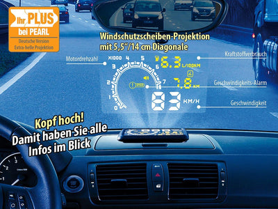 Lescars OBD Display: Head-up-Display HUD-55C für OBD2-Anschluss (OBD Anzeige, Tachoanzeige auf Winds