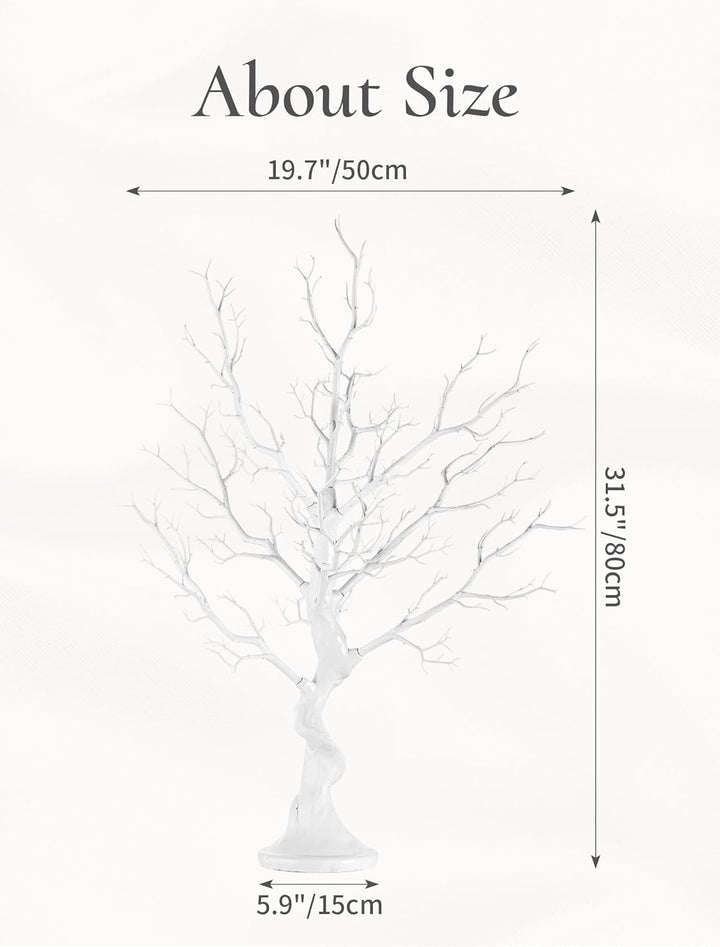 Inweder Weisser Künstlicher Baum Zweigbaum - 80cm Hoch Weihnachtsbaum für Tischdekoration Baum Anzei