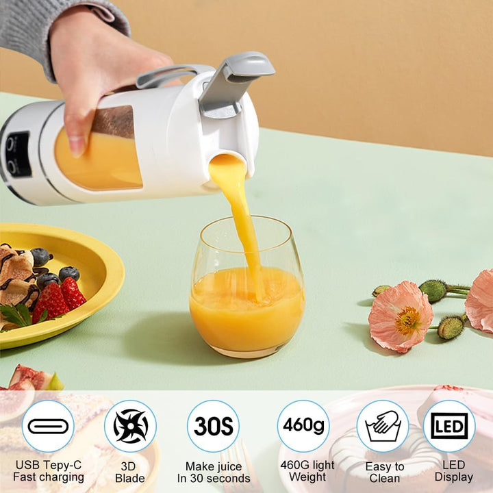 Ubdrud Tragbarer Mixer, 12 Klingen, Entsafterbecher für Saft-Shakes und Smoothies 450 ml Mini-Mixer