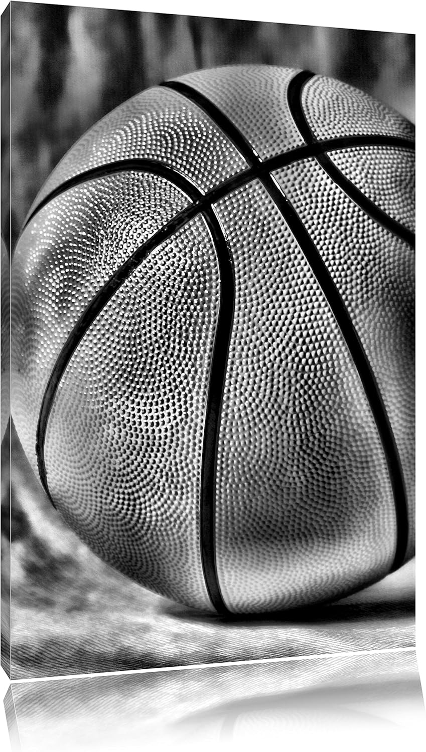 Pixxprint Monocrome, Basketball schwarzer Hintergrund, Format: 100x70 auf Leinwand, 100x70