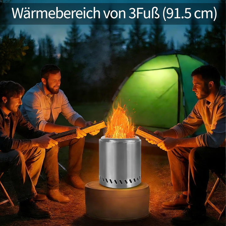 Feuerschale 22cm Edelstahl – Tragbarer Outdoor Campingkocher & Feuerkorb für Garten, BBQ & Kochen mi