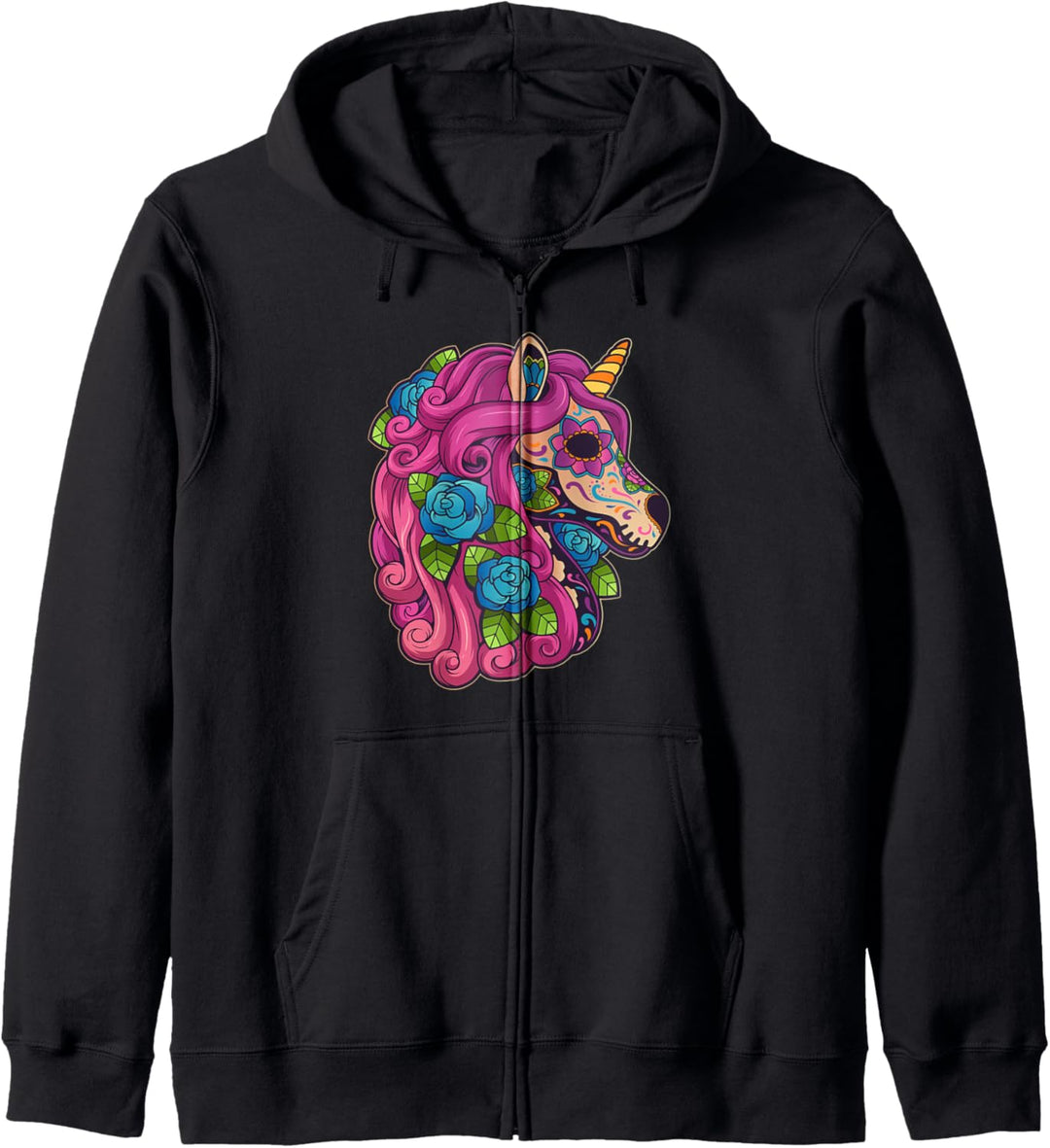 Unicorn Sugar Skull Mexiko Calavera Dia De Los Muertos Kapuzenjacke