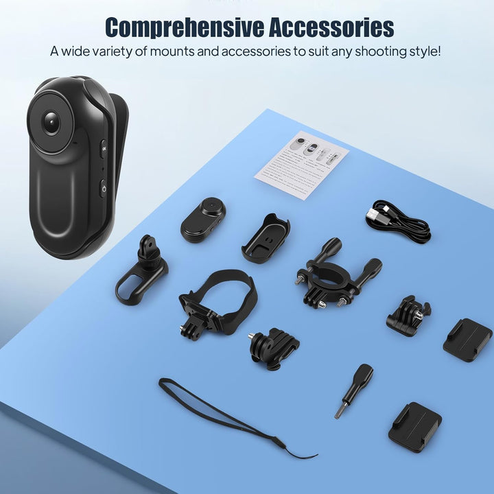 Mini Action Cam, 1080P Tragbare Body Kamera, 130° Bodycam Körperkamera, Outdoor-Reiten Actionkameras
