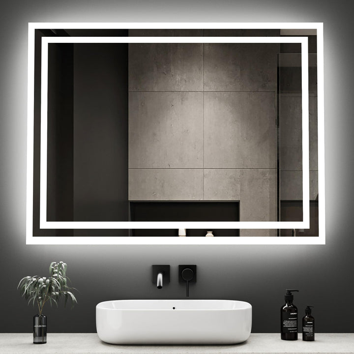 Boromal LED Badspiegel mit Beleuchtung 40x60cm Wandspiegel Lichtspiegel Vertical & Horizontal Badezi