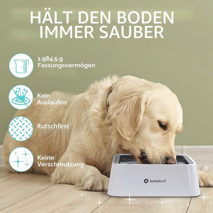 LumoLeaf Wassernapf für Hunde, 2L, Anti-Schwapp Fressnapf Hund Unterwegs mit Kohlefilter, Hundenapf