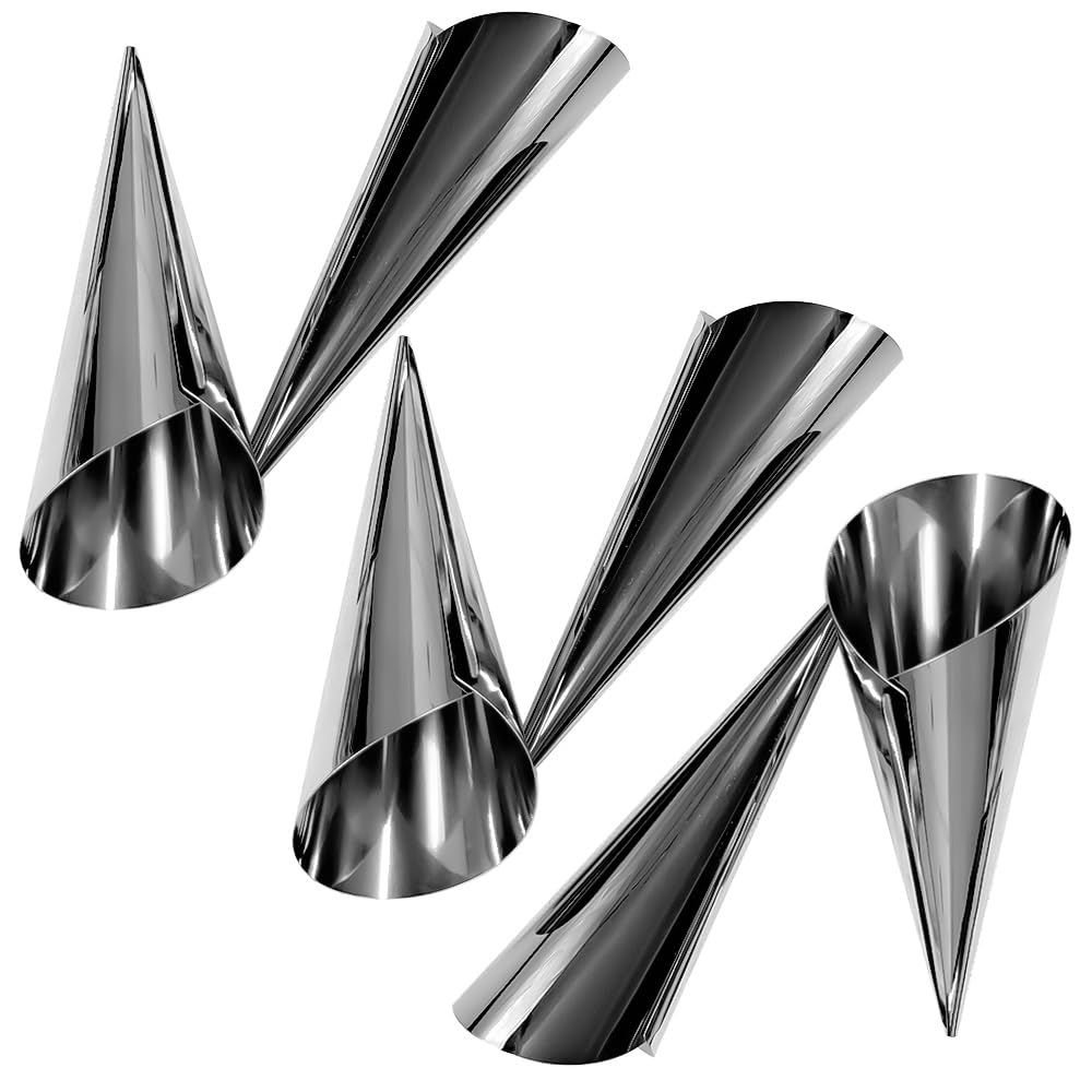 6 Stück Backkegel, 12 cm, Edelstahl, Spiralförmig, Croissant-Röhren, Horn, Brot, Gebäck, Kuchenform,