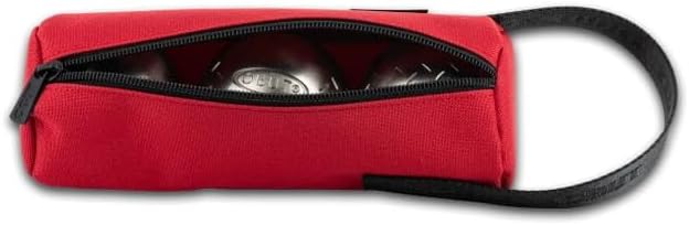 Obut Tasche mit 3 Boccia-Kugeln, Stoff, Kirschrot