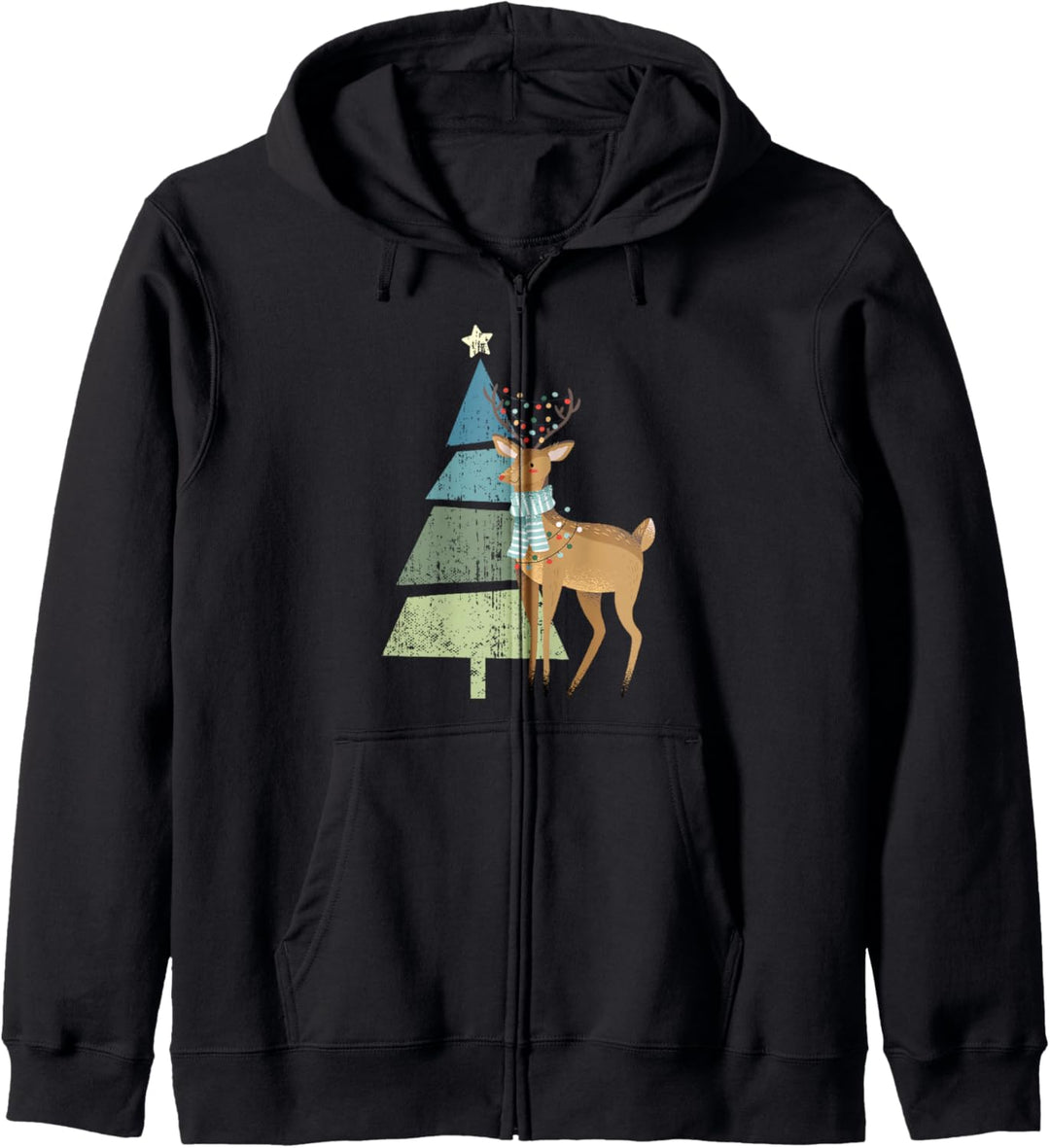 Niedlicher Rentier Rudolf und Weihnachtsbaum Glaube an Weihnachten Kapuzenjacke