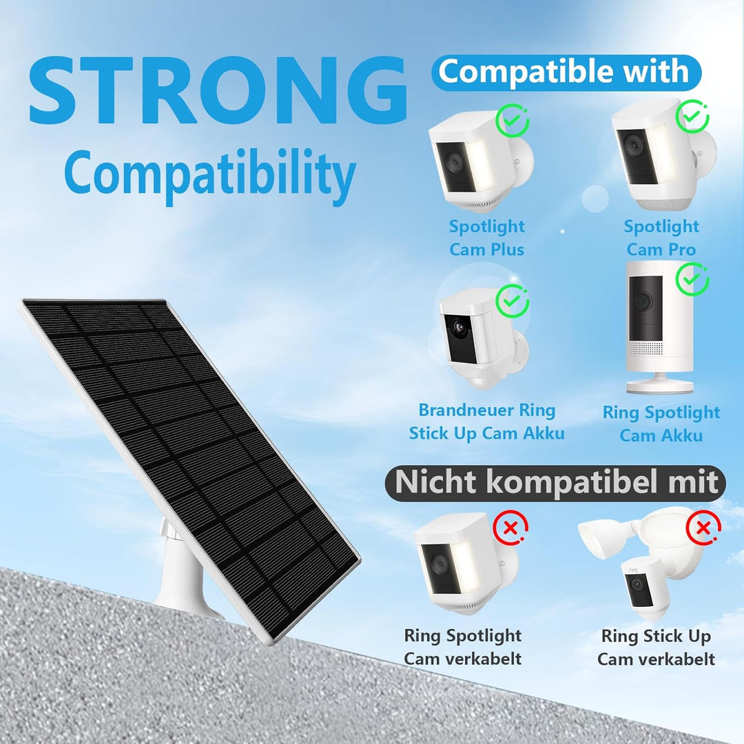 LURICO Solarmodul für Ring Kamera,6W Kamera Solarpanel Kompatibel mit Ring Spotlight Cam/Pro/Plus un