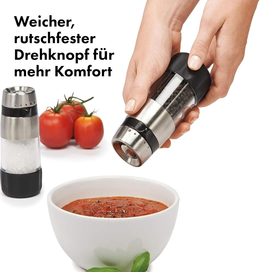 OXO Good Grips Accent Messfreies Salz- und Pfeffer-Set: Einstellbare Keramik-Mühlen + rutschfeste Dr