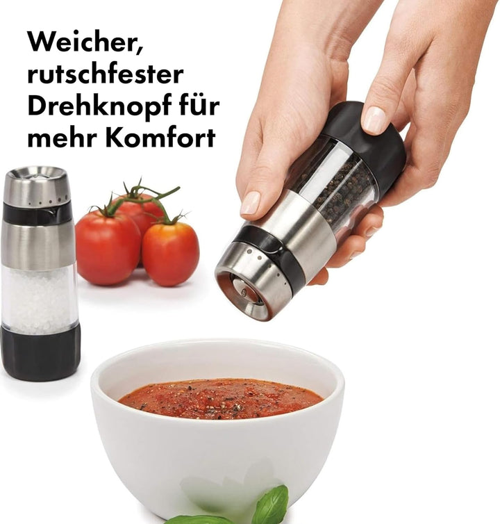 OXO Good Grips Accent Messfreies Salz- und Pfeffer-Set: Einstellbare Keramik-Mühlen + rutschfeste Dr