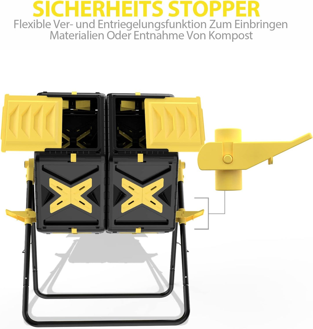 SQUEEZE master Tumbling Komposter Bin, Doppelkammer kompost Tumbler mit Easy-Turn, schnell arbeitend