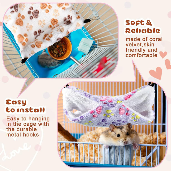 4 Stück Meerschweinchen Hängematten für Ratten Frettchen Hängematte für Kleintier Weich Warmes Fleec