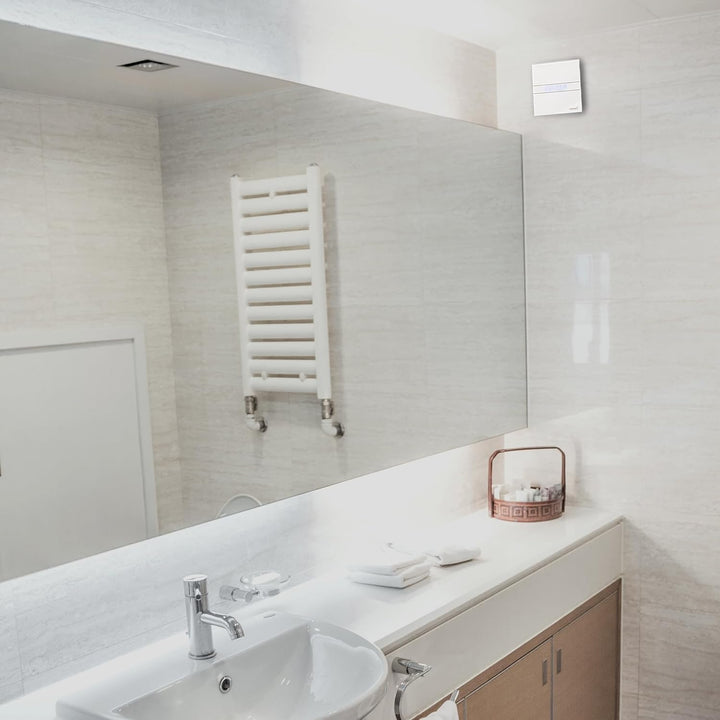 E-100 GTH - Abluftventilator Bad - Serie E Glass Hygro - Glasfront - Zeitschaltuhr Luftfeuchtigkeits