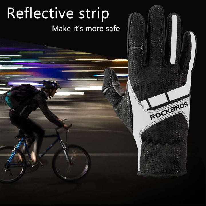 ROCKBROS Fahrradhandschuhe für Herren & Damen，Winterhandschuhe mit Polarfleece, Touchscreen & Reflek