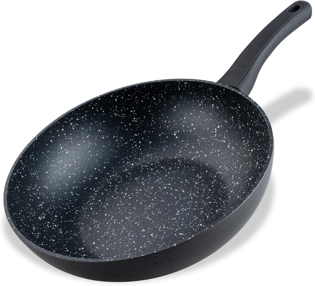 Fackelmann Wokpfanne Marble 28 cm, Antihaft-Wok aus 90% recyceltem Aluminium mit ergonomischem Kunst