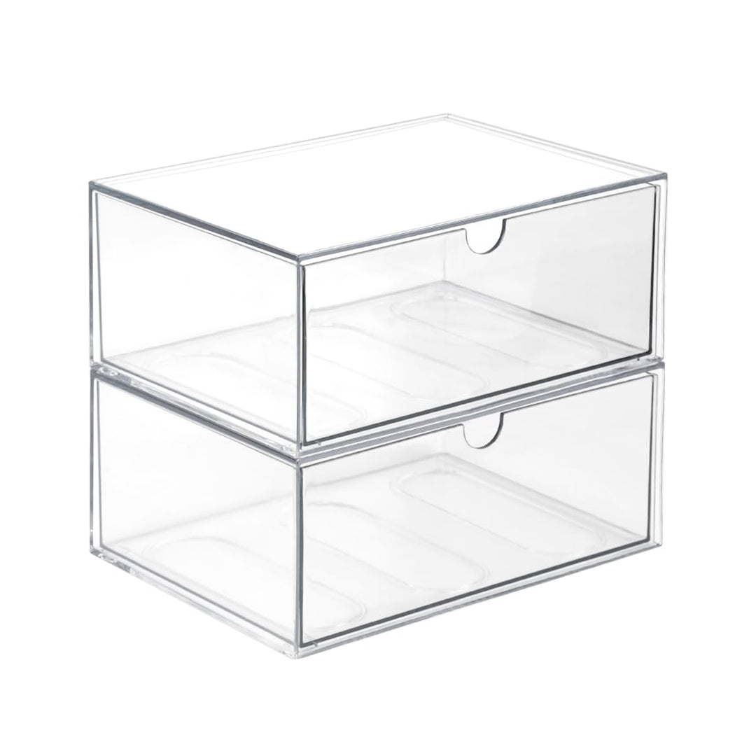 2 Stück Stapelbarer Kosmetik Organizer, TIE-DailyNec Transparenter Acryl Make Up Organizer, Schreibt