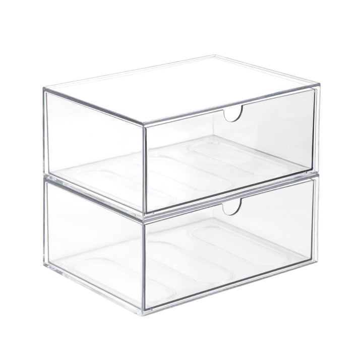 2 Stück Stapelbarer Kosmetik Organizer, TIE-DailyNec Transparenter Acryl Make Up Organizer, Schreibt