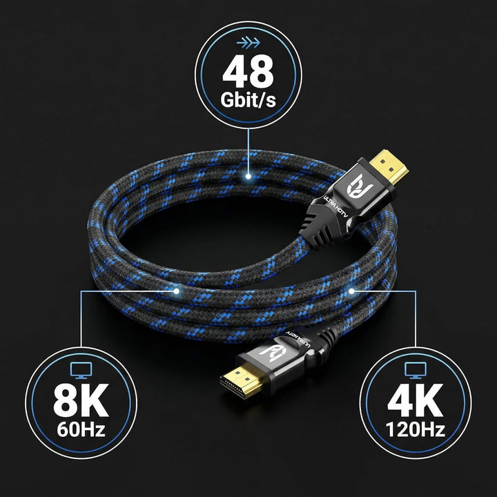 Ultra HDTV Premium 8K HDMI 2.1 Kabel 1,5m – Zertifiziert 48Gbps | 8K@60Hz 4K@120Hz | TV PS5 Xbox Sou
